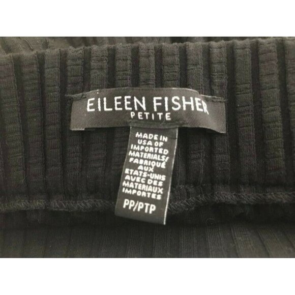 EILEEN FISHER Textured Stretch Rib Ankle Pants Size PP Black Lyocell Elastane - Picture 4 of 9
